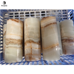 Luxury Outdoor & Indoor Roman Column Base White Onyx Pillar