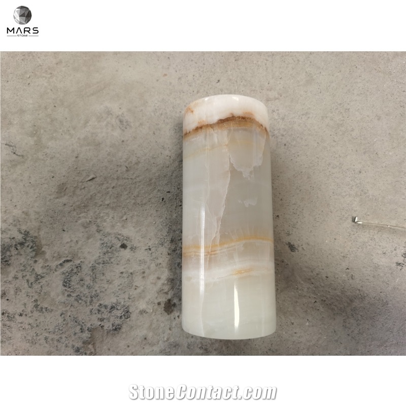 Luxury Outdoor & Indoor Roman Column Base White Onyx Pillar