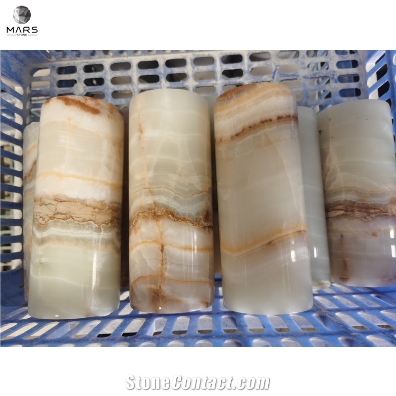 Luxury Outdoor & Indoor Roman Column Base White Onyx Pillar