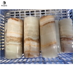 Luxury Outdoor & Indoor Roman Column Base White Onyx Pillar