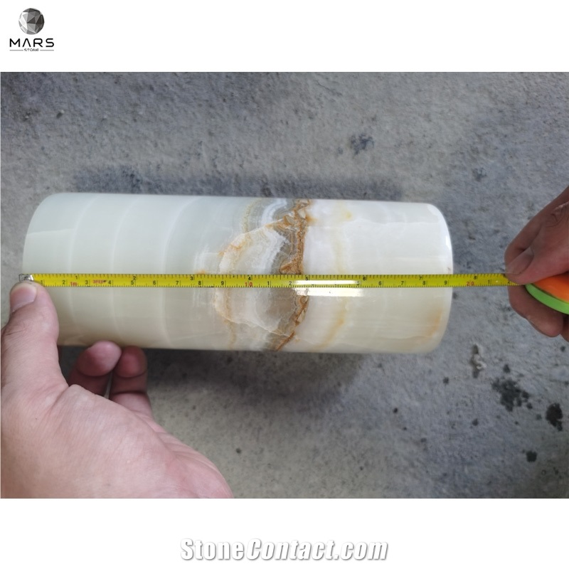 Luxury Outdoor & Indoor Roman Column Base White Onyx Pillar