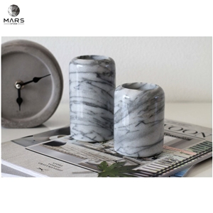 Marble Grey White Candle Holders Cylinder Custom Candle Jar