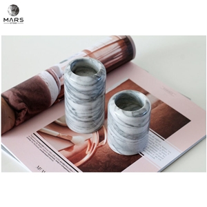 Marble Grey White Candle Holders Cylinder Custom Candle Jar