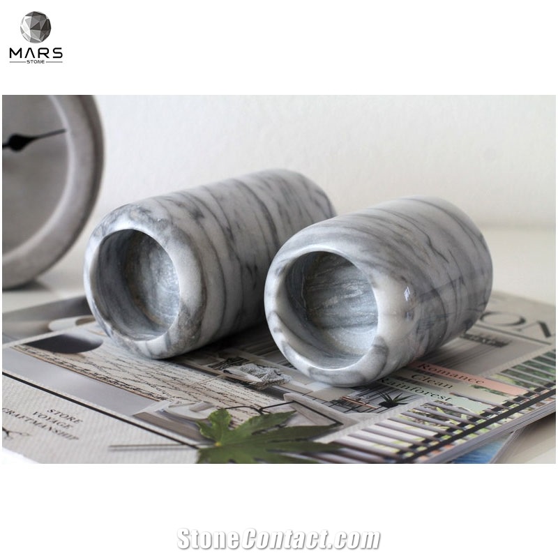 Marble Grey White Candle Holders Cylinder Custom Candle Jar