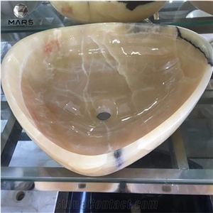 Modern New Design Orange Yellow Onyx Washbasin