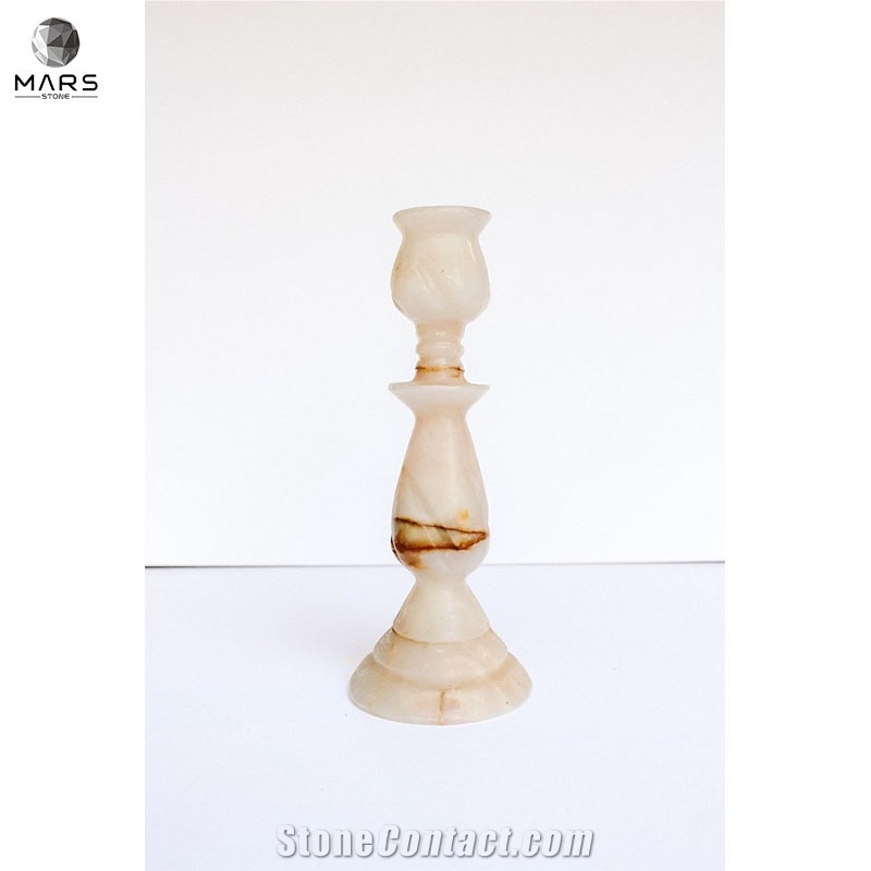 Modern Style  Cheap Natural White Onyx Candle Holder