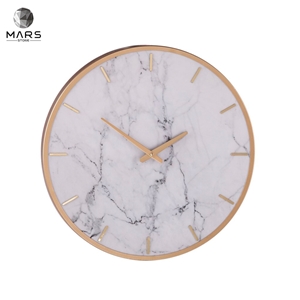 Modern Style Golden Side White 19" Marble Wall Clock