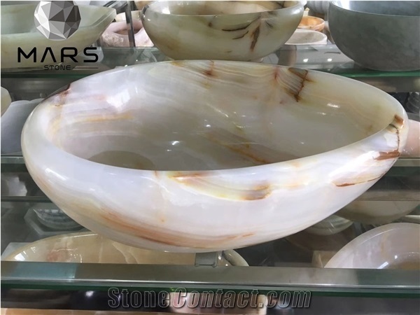 Modern White Rectangular Onyx Bathroom Sinks