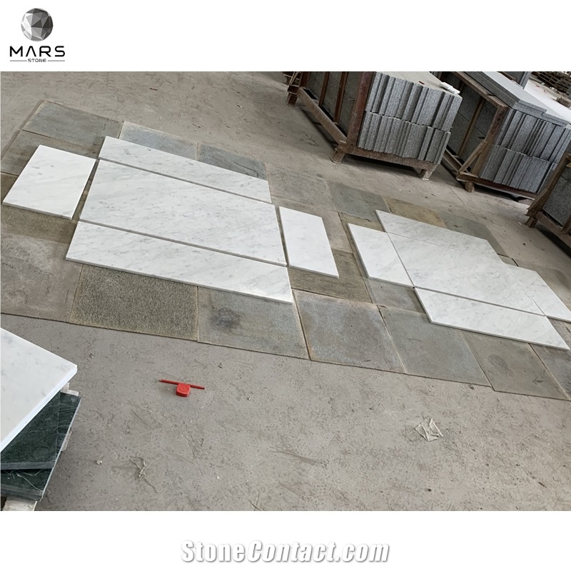Natural Bianco Carrara White Marble Table With Wooden Base