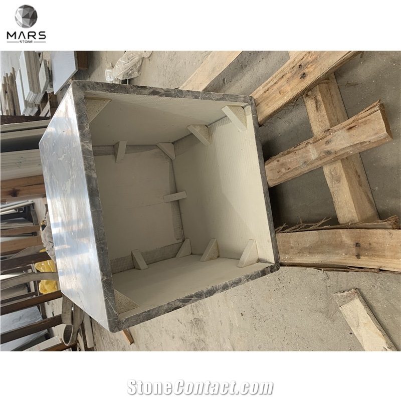 Natural Bianco Carrara White Marble Table With Wooden Base