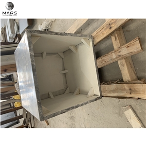 Natural Bianco Carrara White Marble Table With Wooden Base