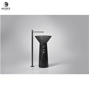 Natural Black Marble Standing Basin Sink Artistic Design