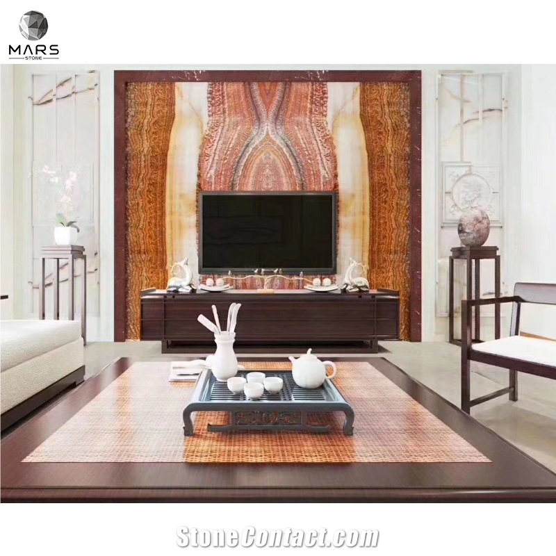 Natural Red Onyx Wall Stone Panel Decor