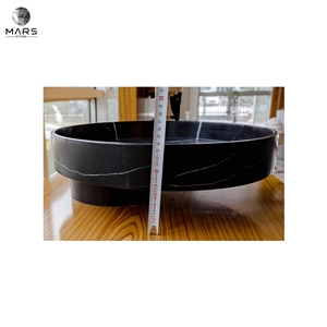 Natural Stone Black Marble Above Counter Vessel Sink
