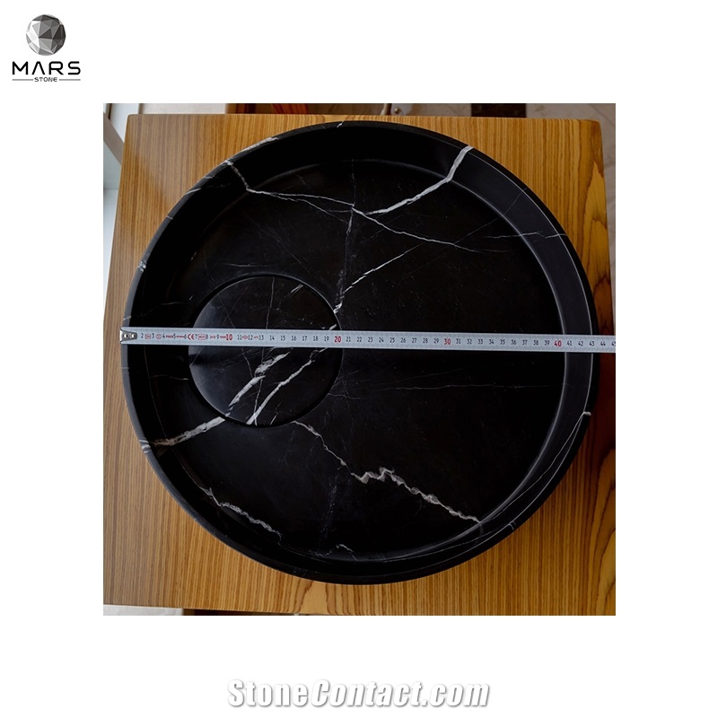 Natural Stone Black Marble Above Counter Vessel Sink