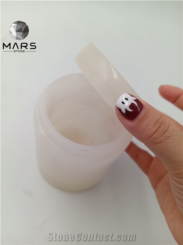 Natural Stone Onyx Candle Jar With Lid For Wedding