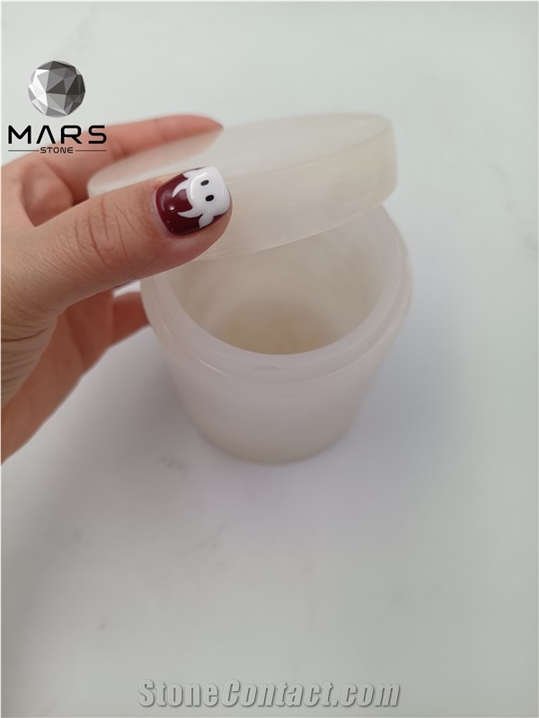 Natural Stone Onyx Candle Jar With Lid For Wedding