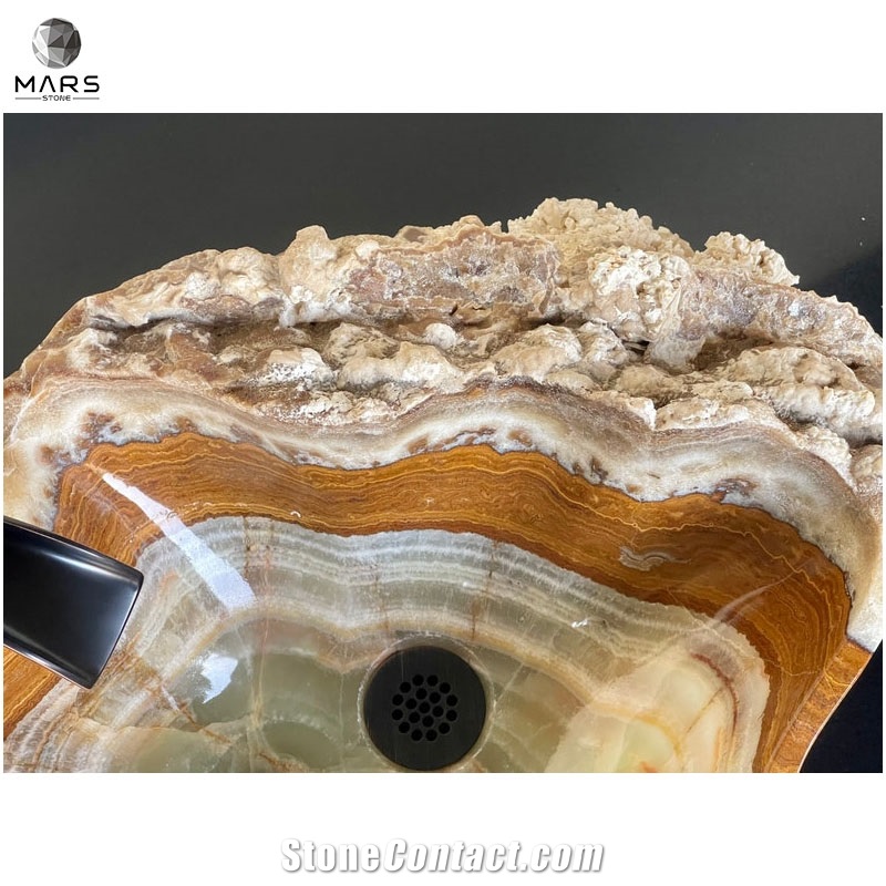 Natural Stone Onyx Sink Hand Carved Vessel Basin
