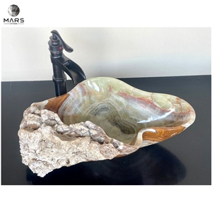 Natural Stone Onyx Sink Hand Carved Vessel Basin