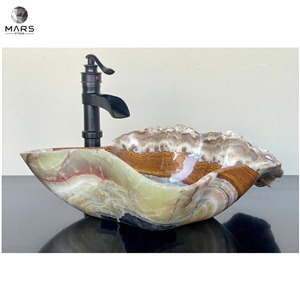 Natural Stone Onyx Sink Hand Carved Vessel Basin