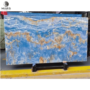 Natural Stone Polished Blue Onyx Tiles Slab For Villa