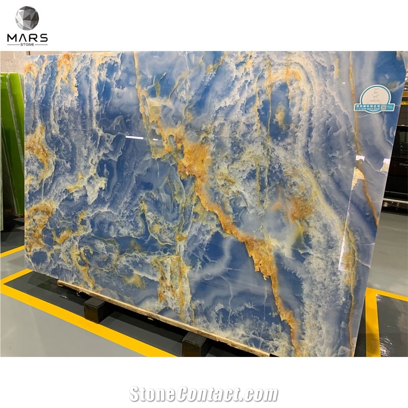 Natural Stone Polished Blue Onyx Tiles Slab For Villa