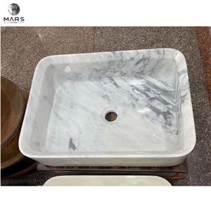 Natural Stone White Marble Square Rectangle Handwash Sink