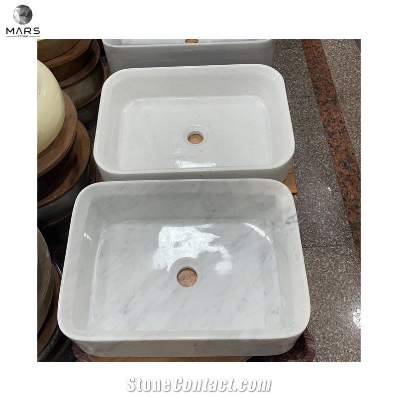 Natural Stone White Marble Square Rectangle Handwash Sink