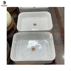 Natural Stone White Marble Square Rectangle Handwash Sink