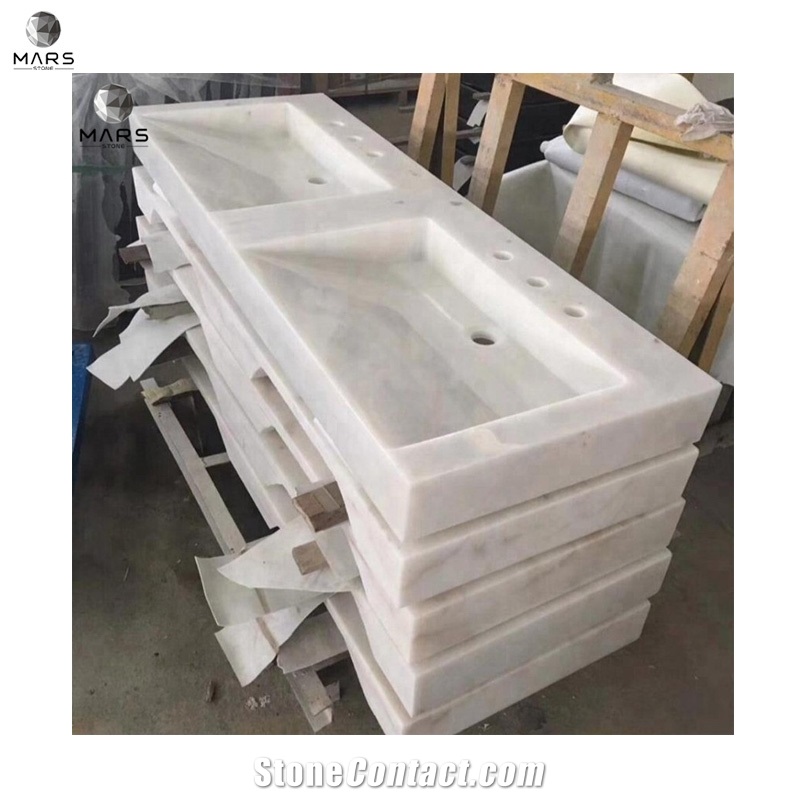 Natural Stone White Marble Square Rectangle Handwash Sink