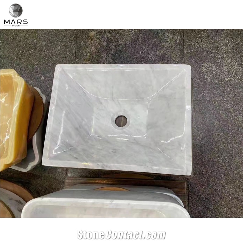 Natural Stone White Marble Square Rectangle Handwash Sink