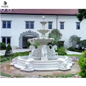Natural White Marble Hand Carved Water Features Fountain