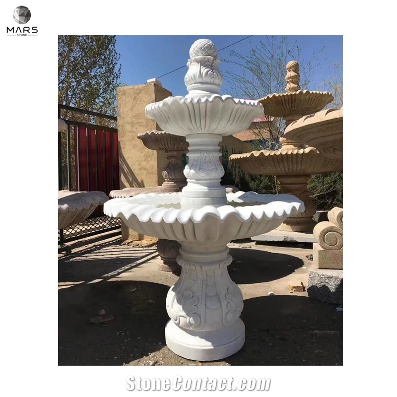 Natural White Marble Hand Carved Water Features Fountain