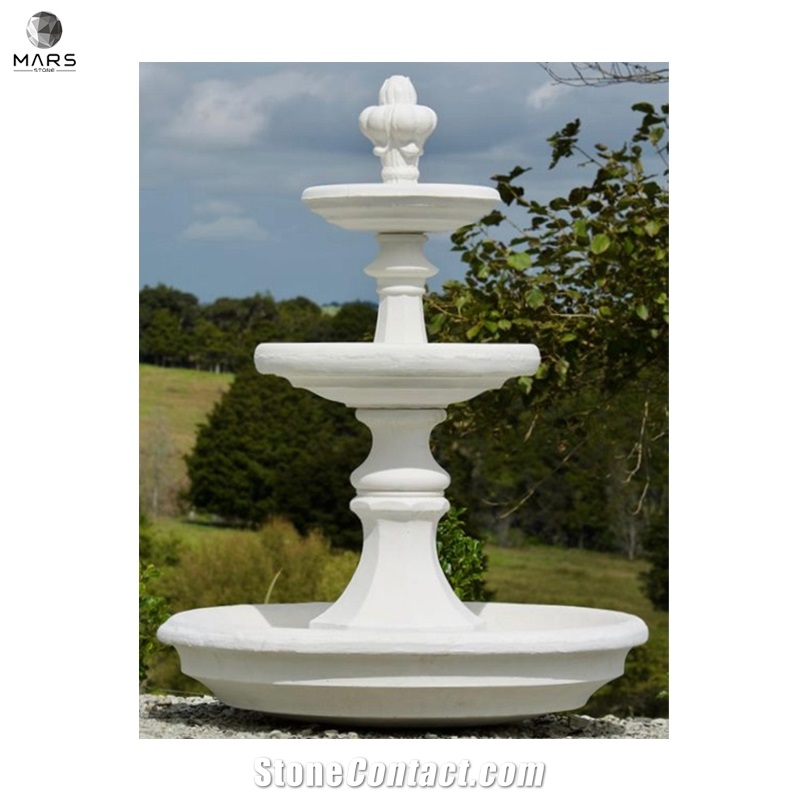 Natural White Marble Hand Carved Water Features Fountain