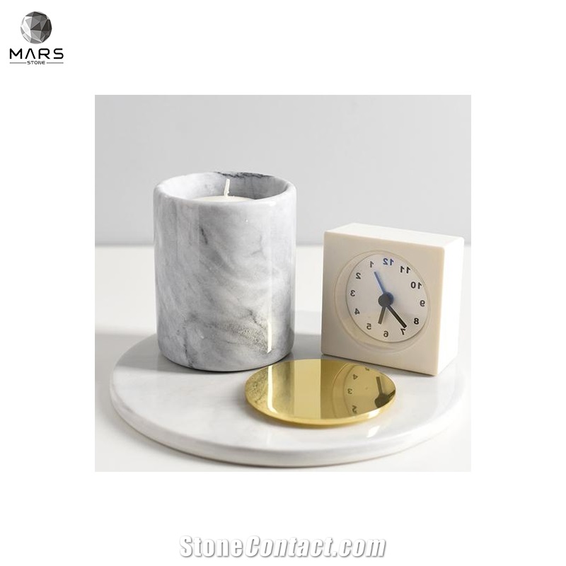 New Design Hot Sale Natural Marble  Metal Lid Candle Jar