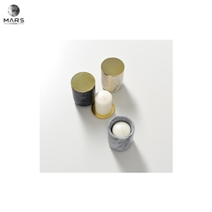 New Design Hot Sale Natural Marble  Metal Lid Candle Jar