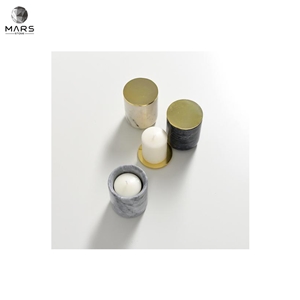 New Design Hot Sale Natural Marble  Metal Lid Candle Jar
