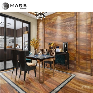 Pakistan Tiger Onyx Slab Walnut Tra-Onyx Tiles