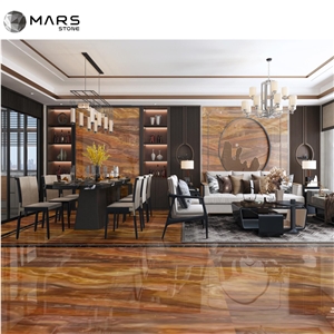 Pakistan Tiger Onyx Slab Walnut Tra-Onyx Tiles