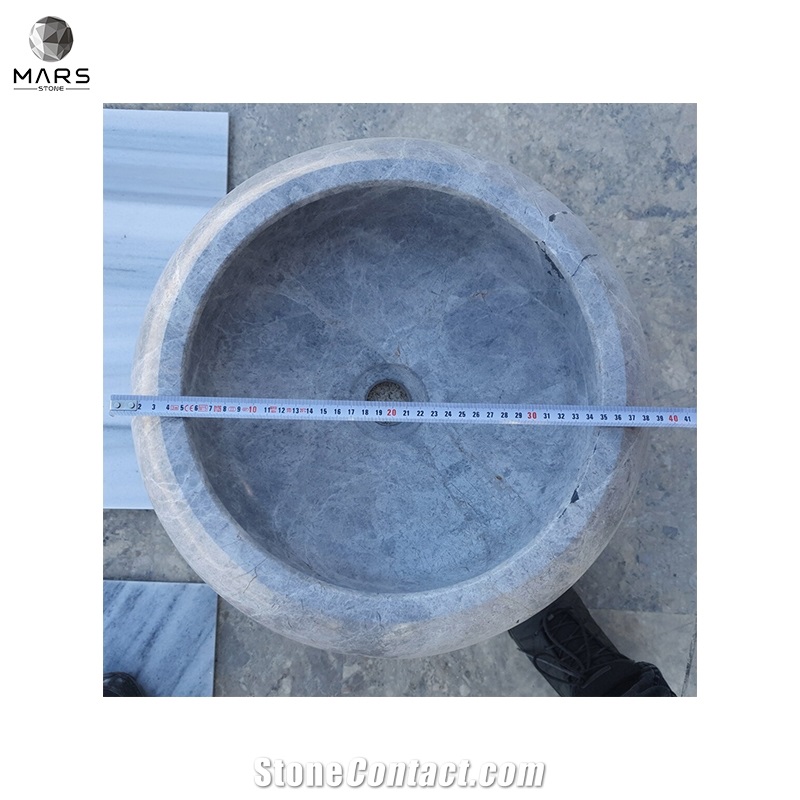 Polished Natural Stone Sivas Silver Marble Round Sink