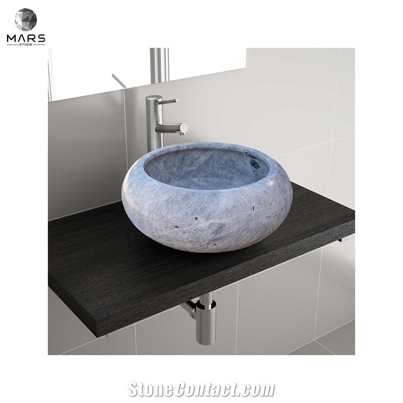 Polished Natural Stone Sivas Silver Marble Round Sink