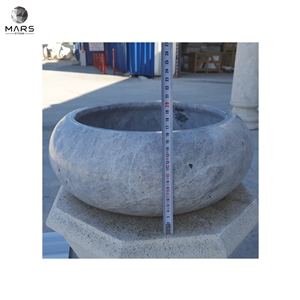 Polished Natural Stone Sivas Silver Marble Round Sink