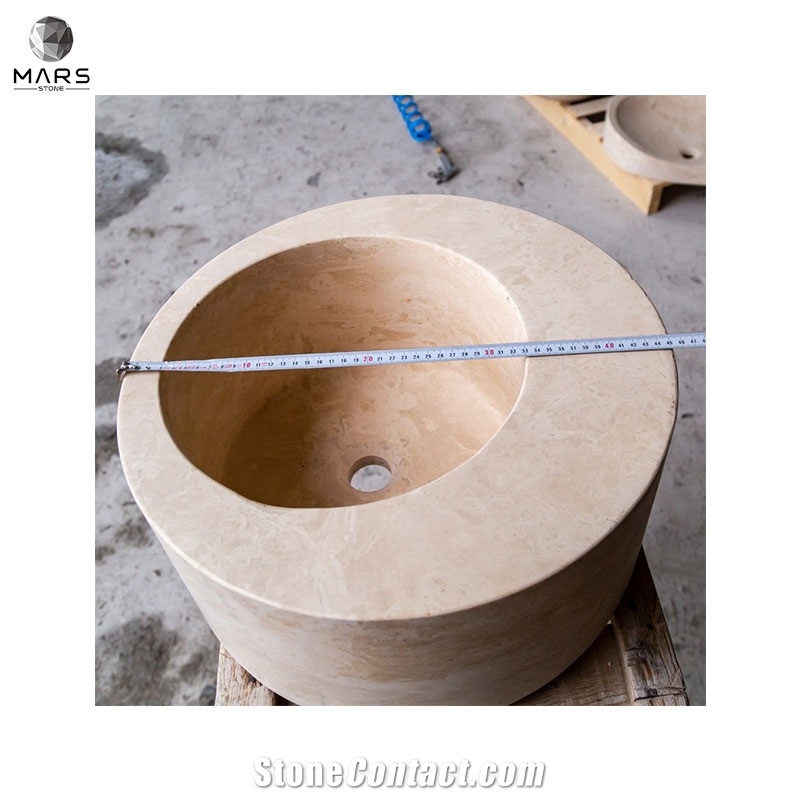 Popular Natural Light Beige Travertine Round Sink