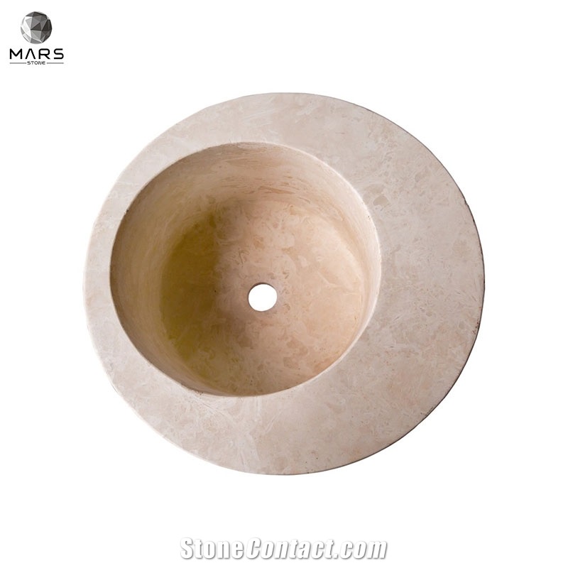 Popular Natural Light Beige Travertine Round Sink