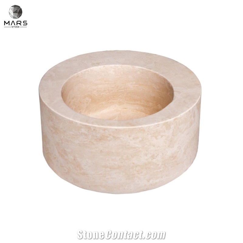 Popular Natural Light Beige Travertine Round Sink