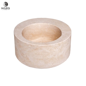 Popular Natural Light Beige Travertine Round Sink