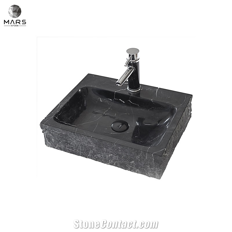 Popular Rectangle Natural Black Marble Sink Wash Basin