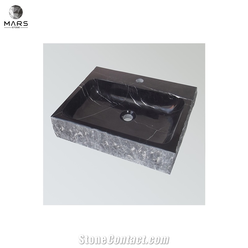 Popular Rectangle Natural Black Marble Sink Wash Basin