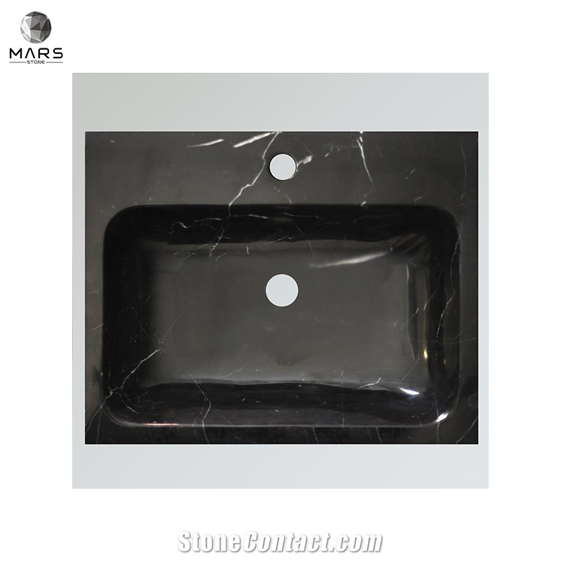 Popular Rectangle Natural Black Marble Sink Wash Basin