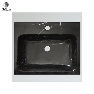 Popular Rectangle Natural Black Marble Sink Wash Basin